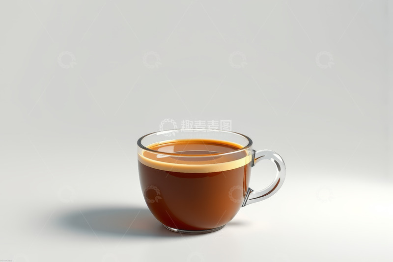 高清大图下载【趣麦麦图】透明玻璃杯装的热咖啡