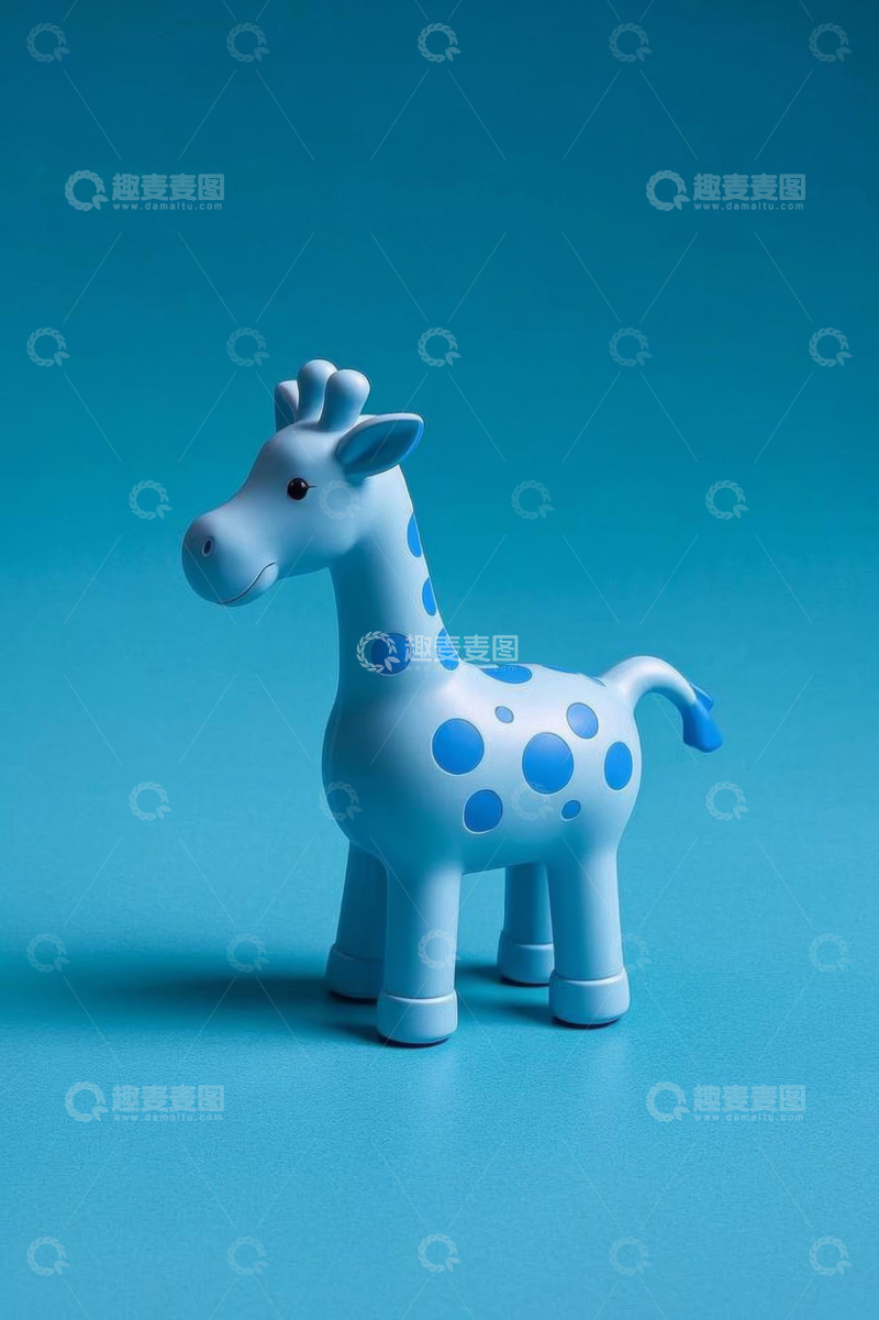 高清大图下载【趣麦麦图】蓝色背景上的长颈鹿玩具