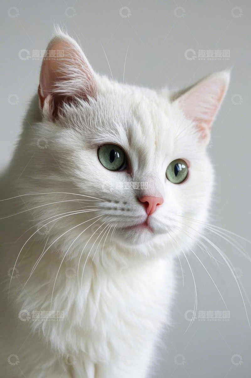 高清大图下载【趣麦麦图】白色猫咪特写