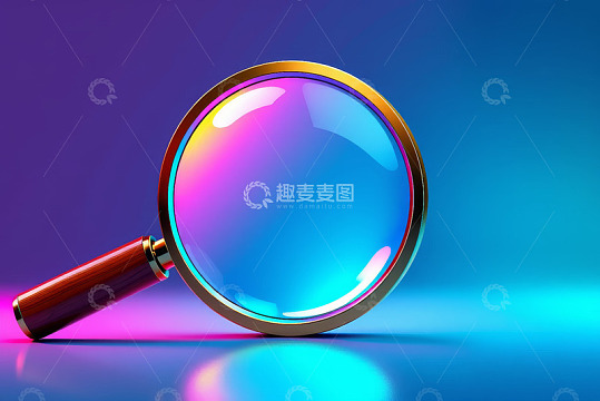 彩色背景上的放大镜素材