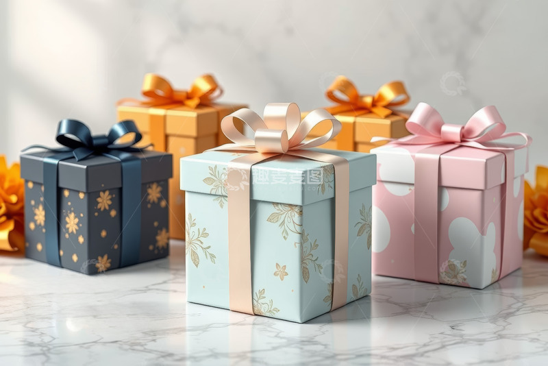 高清大图下载【趣麦麦图】多色精美礼物盒摆拍