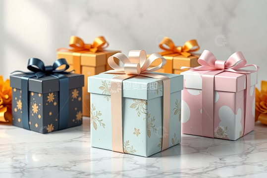 多色精美礼物盒摆拍