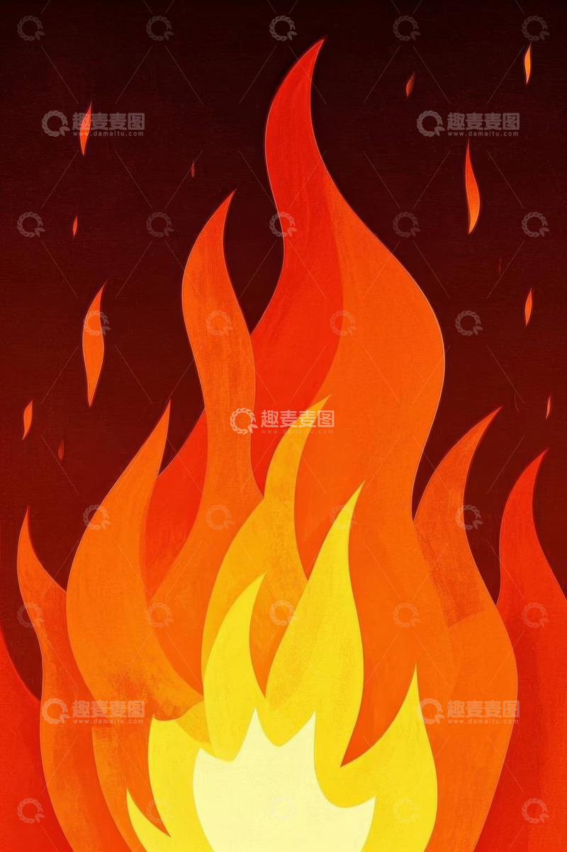 高清大图下载【趣麦麦图】燃烧的火焰插画素材