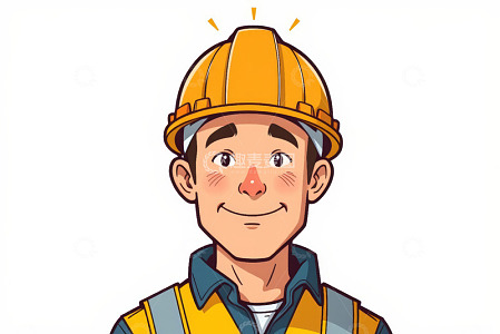 戴安全帽的卡通工人形象