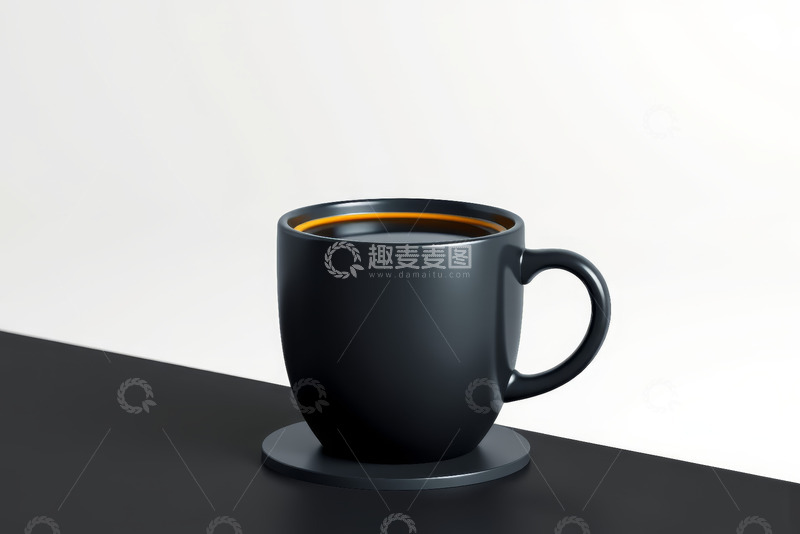 高清大图下载【趣麦麦图】黑色杯子装咖啡特写