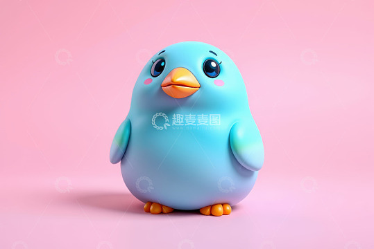粉色背景可爱蓝色卡通小鸟