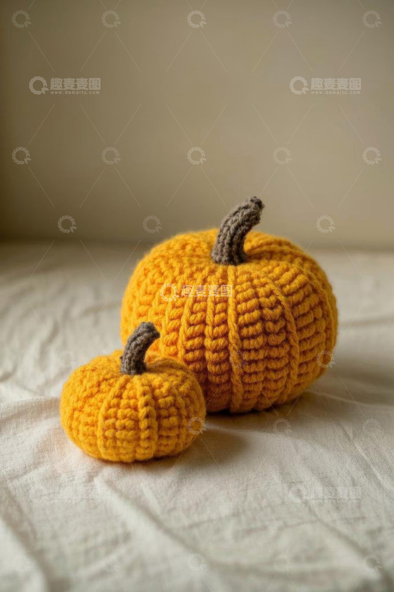 高清大图下载【趣麦麦图】手工编织南瓜装饰品
