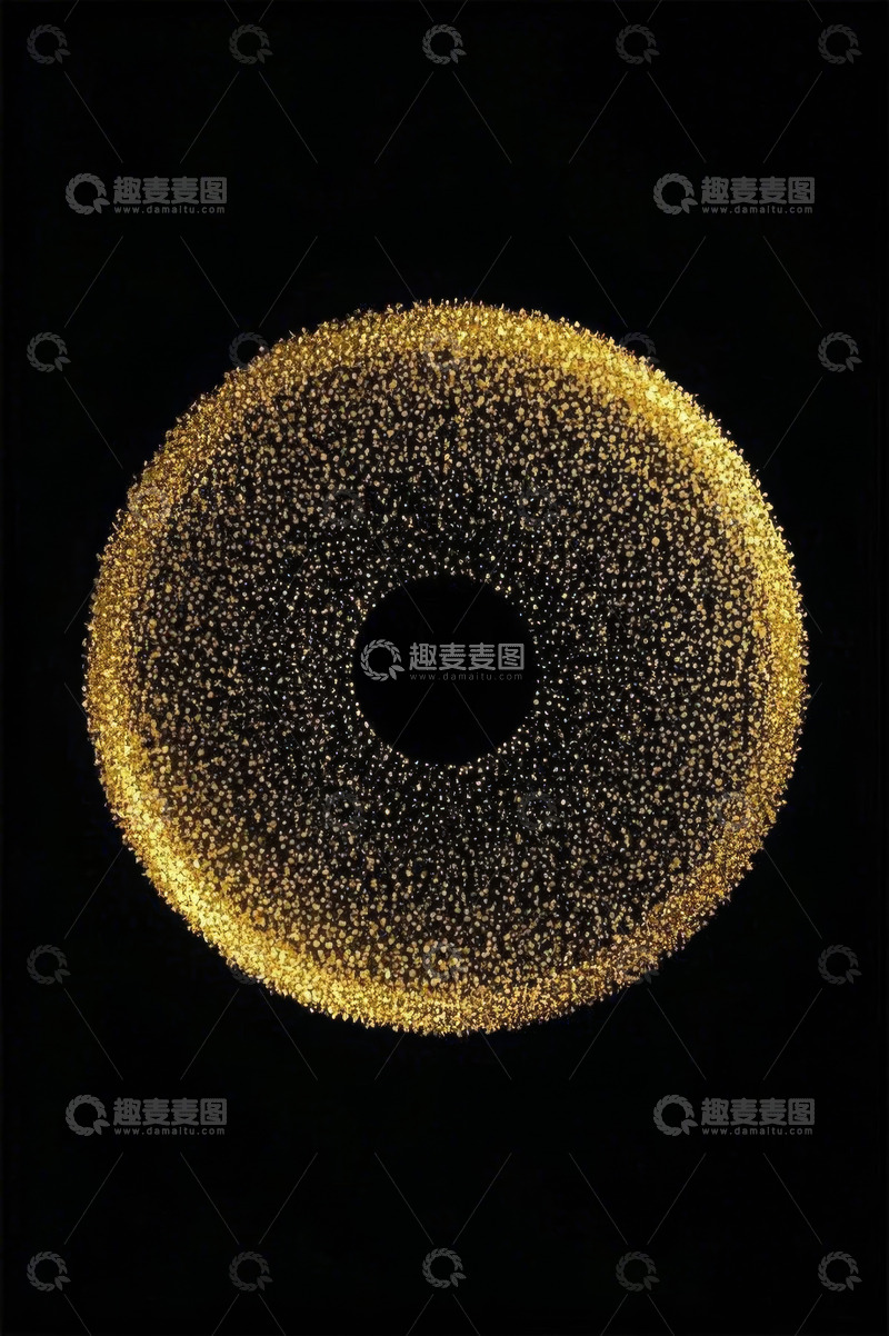 高清大图下载【趣麦麦图】黑色背景金色粒子环形图案