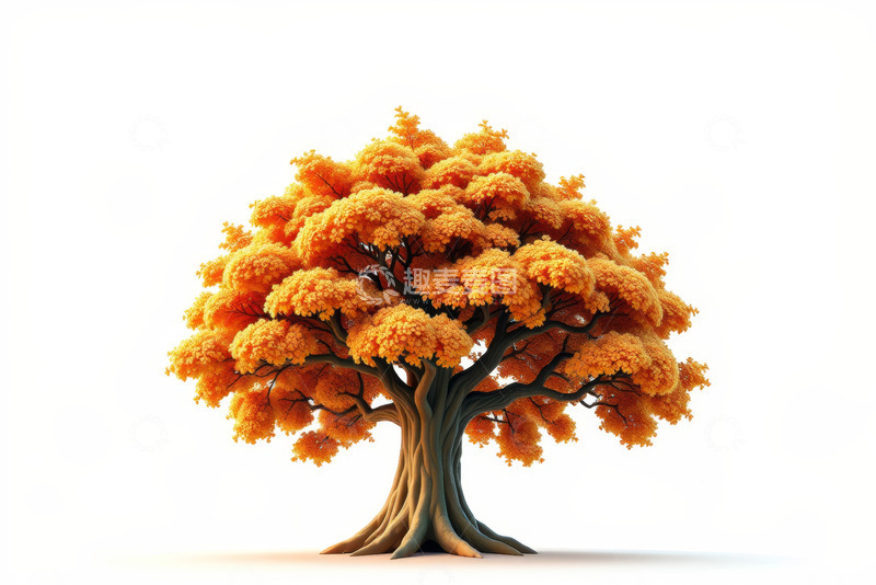 高清大图下载【趣麦麦图】秋季橙黄色大树特写