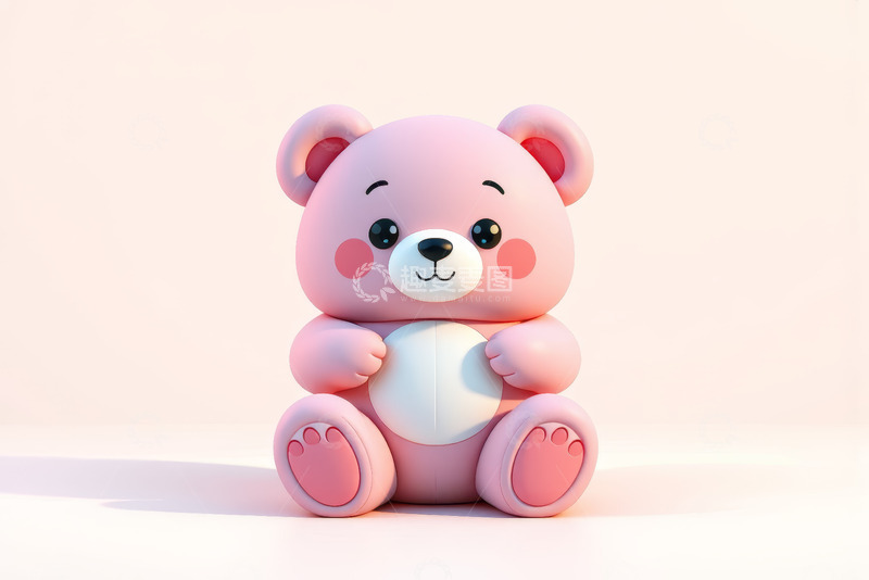 高清大图下载【趣麦麦图】粉色卡通小熊玩偶形象