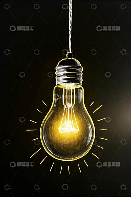 发光的复古钨丝灯泡特写