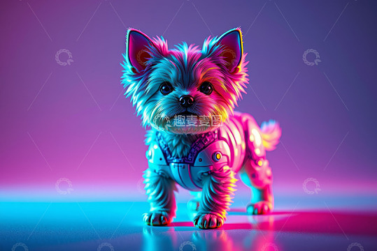 科技风彩色小狗特写
