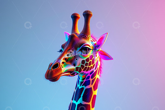 彩色长颈鹿特写