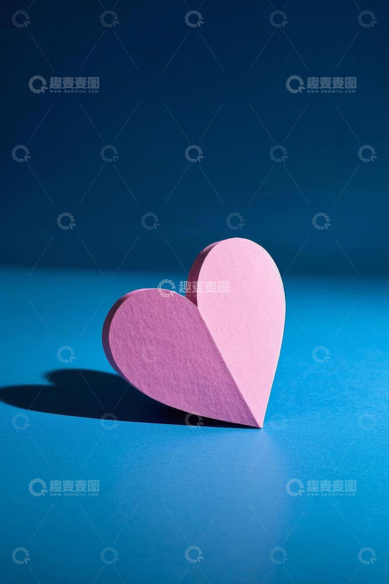 高清大图下载【趣麦麦图】蓝色背景上的粉色爱心