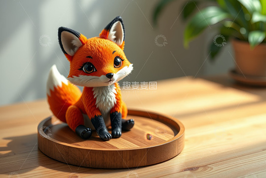 桌面上的可爱狐狸玩偶