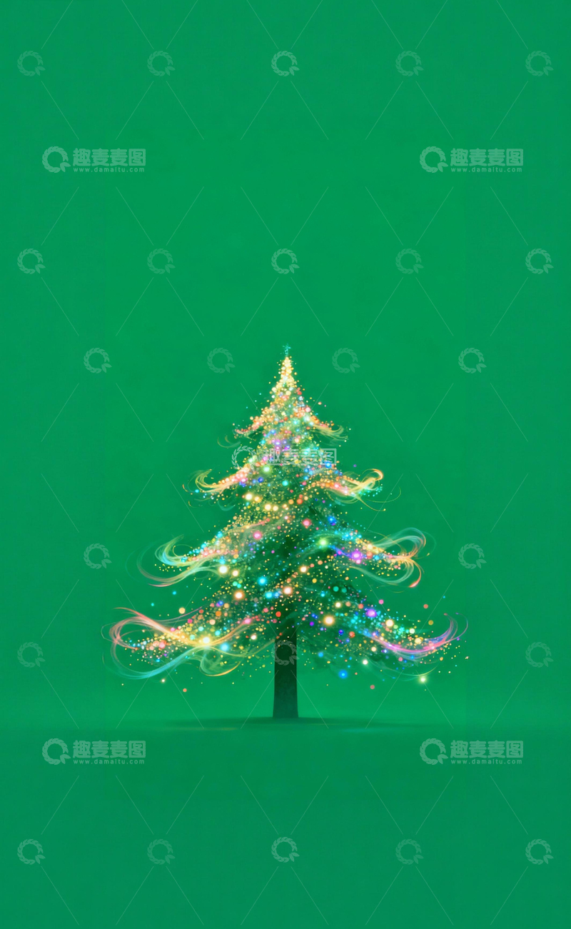 高清大图下载【趣麦麦图】梦幻圣诞树金光闪耀设计
