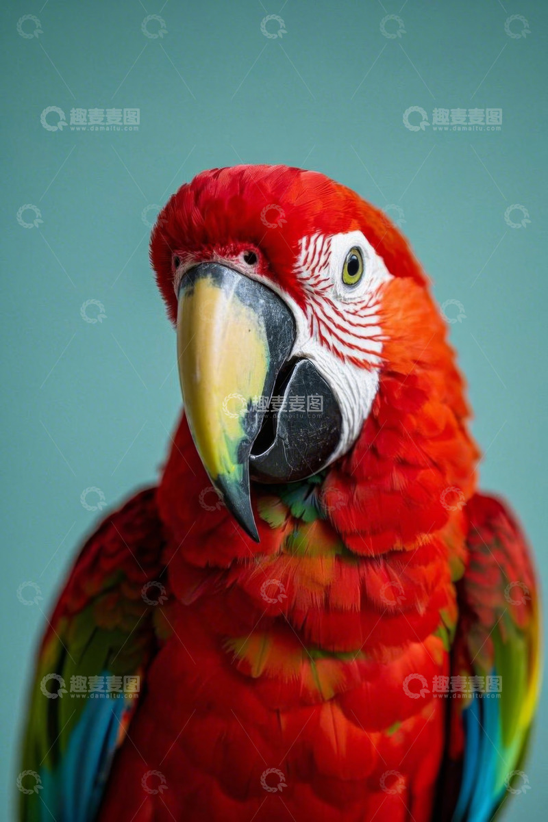 高清大图下载【趣麦麦图】红色鹦鹉特写