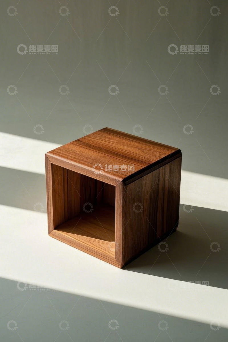 高清大图下载【趣麦麦图】木质立方体摆件特写