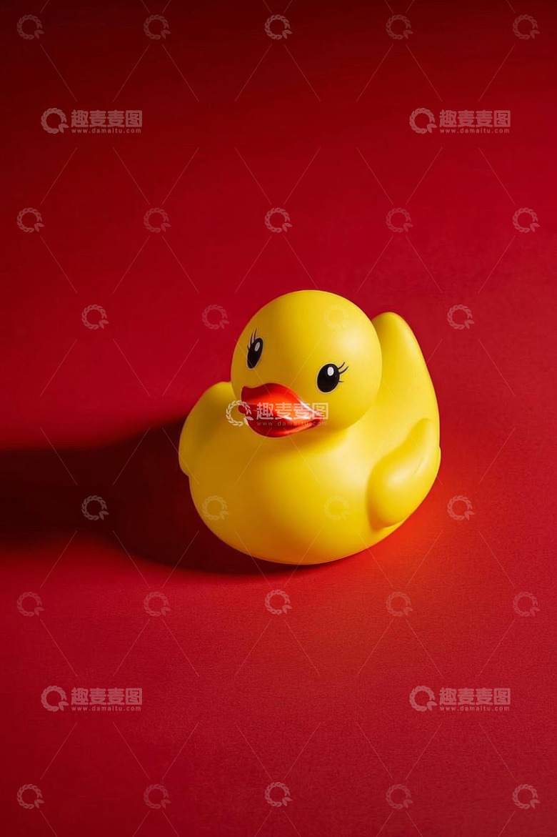红色背景上的黄色橡皮鸭