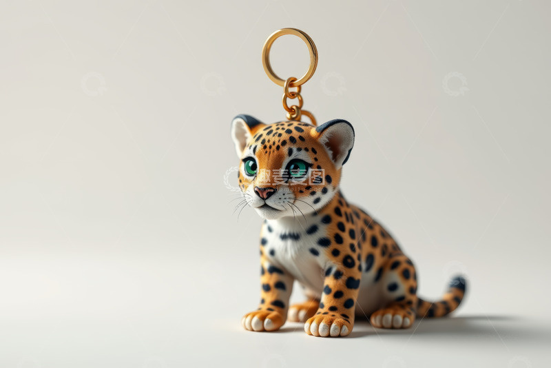 高清大图下载【趣麦麦图】小豹子造型钥匙扣特写