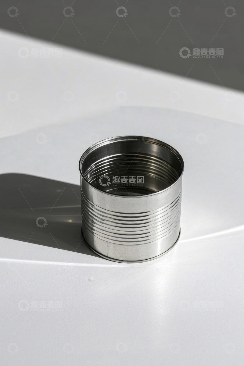 高清大图下载【趣麦麦图】白色背景上的金属罐特写