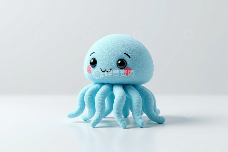 高清大图下载【趣麦麦图】浅蓝色可爱章鱼毛绒玩具