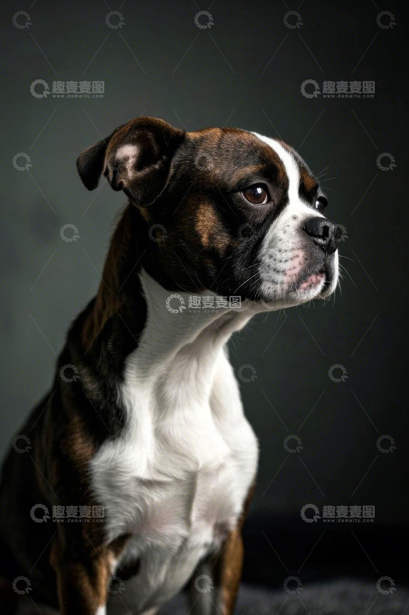 高清大图下载【趣麦麦图】黑白花狗特写