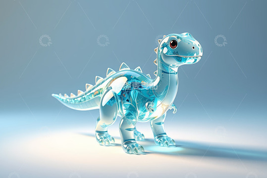 透明蓝色恐龙3D模型