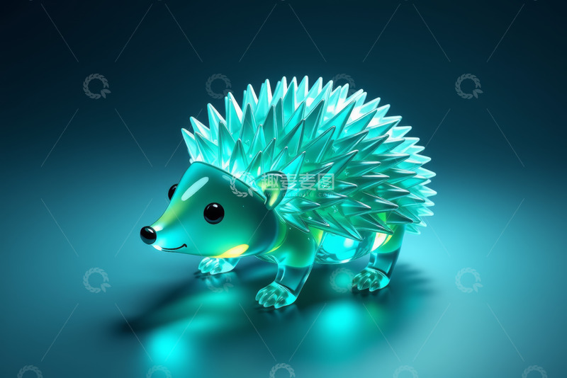 高清大图下载【趣麦麦图】透明质感3D立体刺猬模型