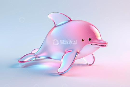 透明质感粉色海豚3D模型