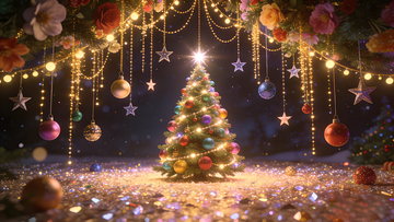  3D 渲染风格沉浸式圣诞夜景图片