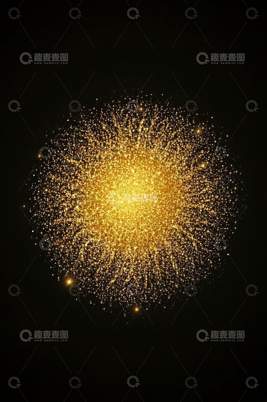 黑色背景金色发光粒子效果