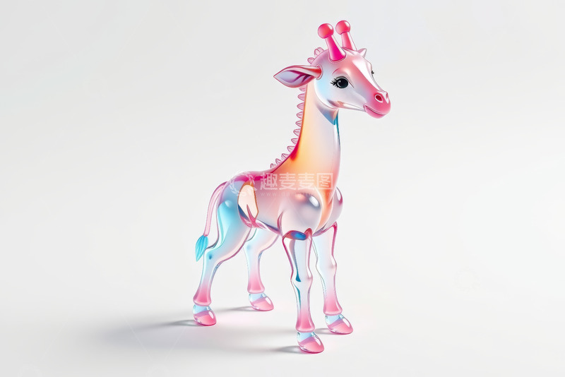 高清大图下载【趣麦麦图】透明渐变风格长颈鹿3D模型