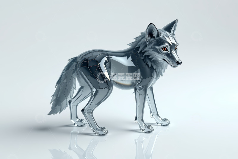 高清大图下载【趣麦麦图】金属质感狼的3D模型