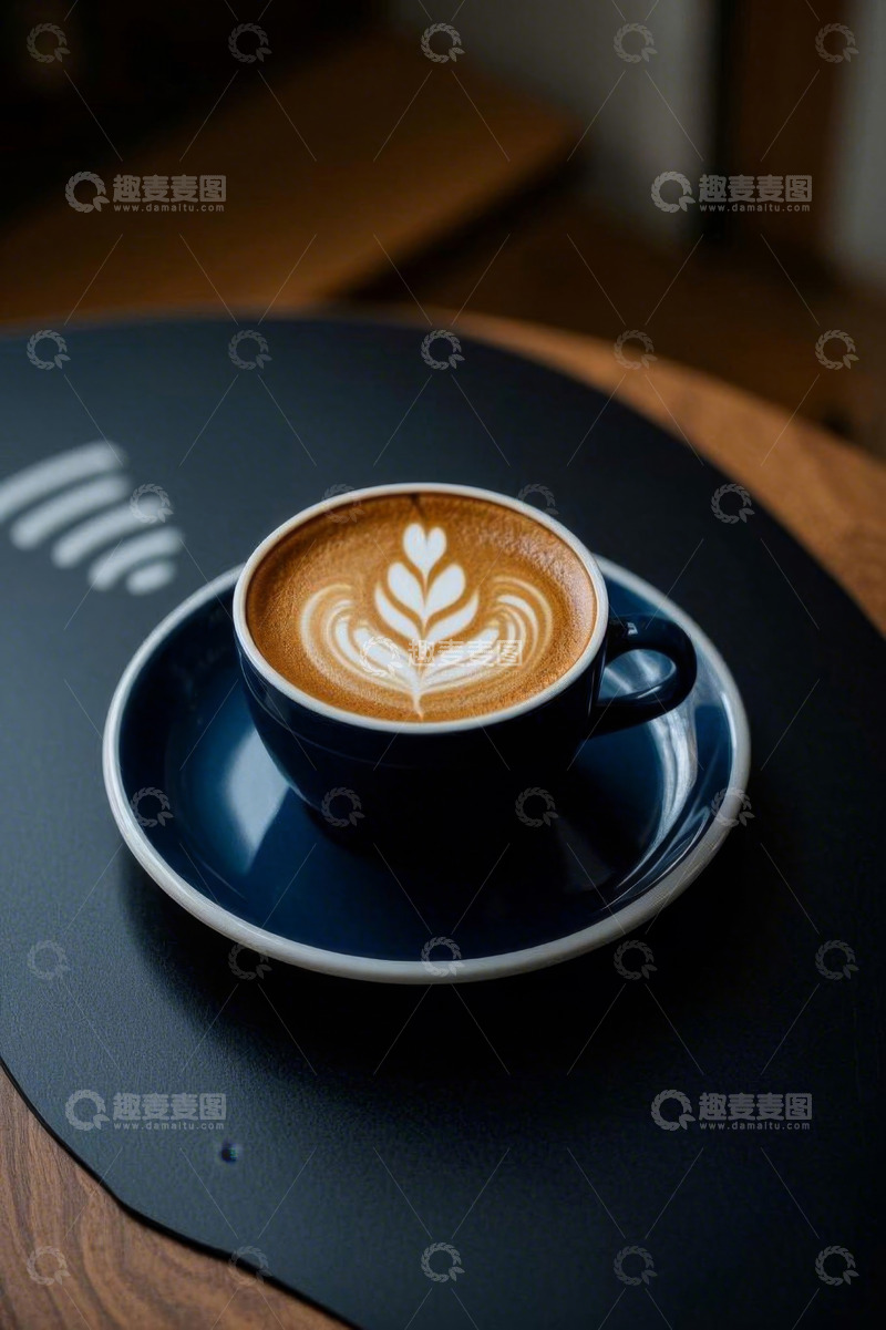 高清大图下载【趣麦麦图】桌上精致拉花咖啡特写