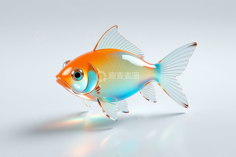 高清大图下载【趣麦麦图】3D渲染透明金鱼形象