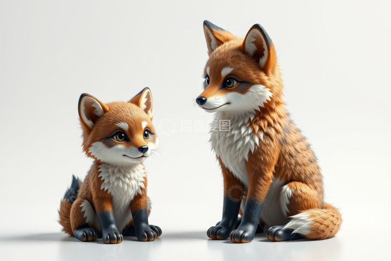 高清大图下载【趣麦麦图】两只可爱狐狸的静态形象