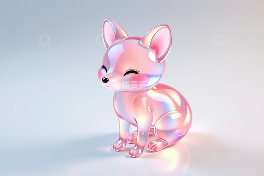 粉色透明狐狸动画形象