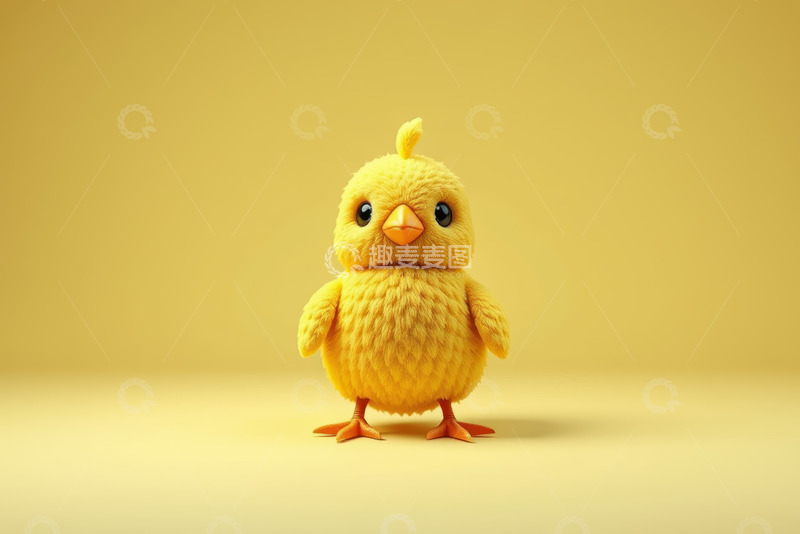 高清大图下载【趣麦麦图】黄色卡通小鸡站立画面