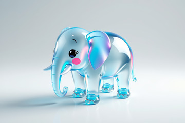 透明卡通大象3D渲染素材