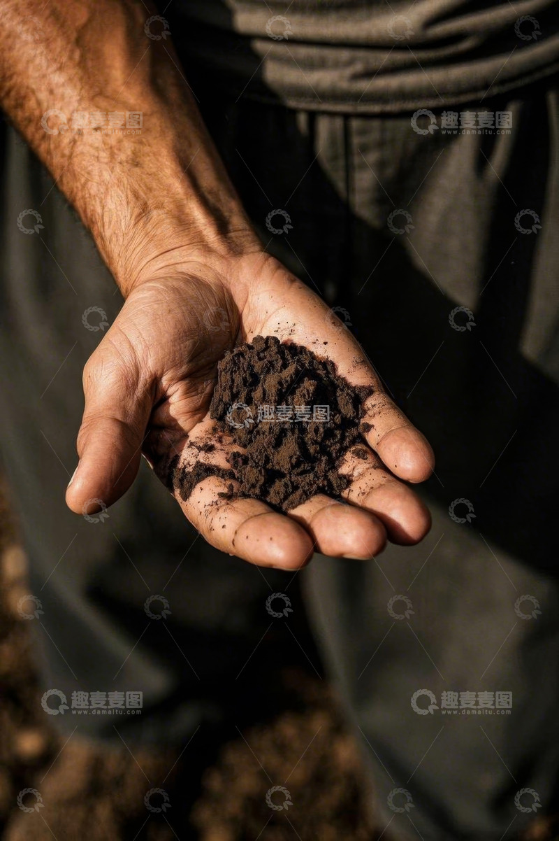 高清大图下载【趣麦麦图】农民手掌托着土壤特写