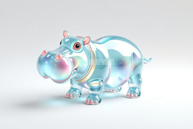 高清大图下载【趣麦麦图】透明质感河马3D模型