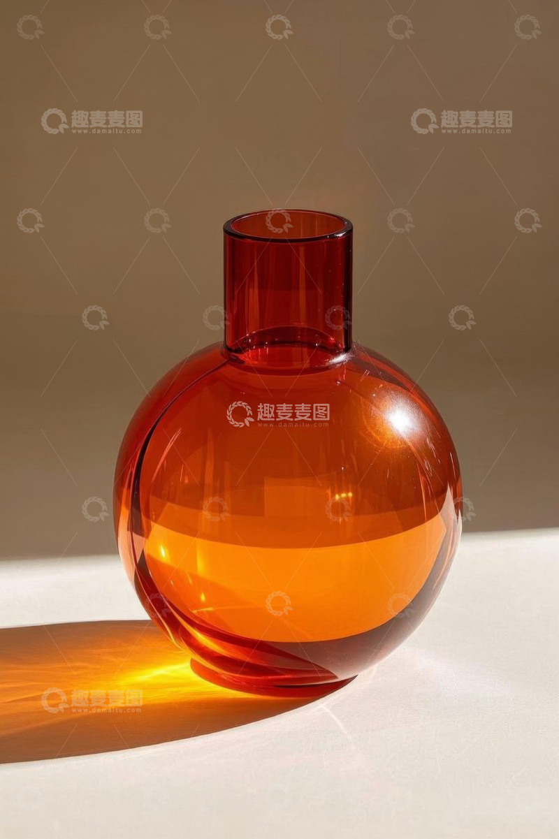 高清大图下载【趣麦麦图】橙色玻璃瓶子静物特写
