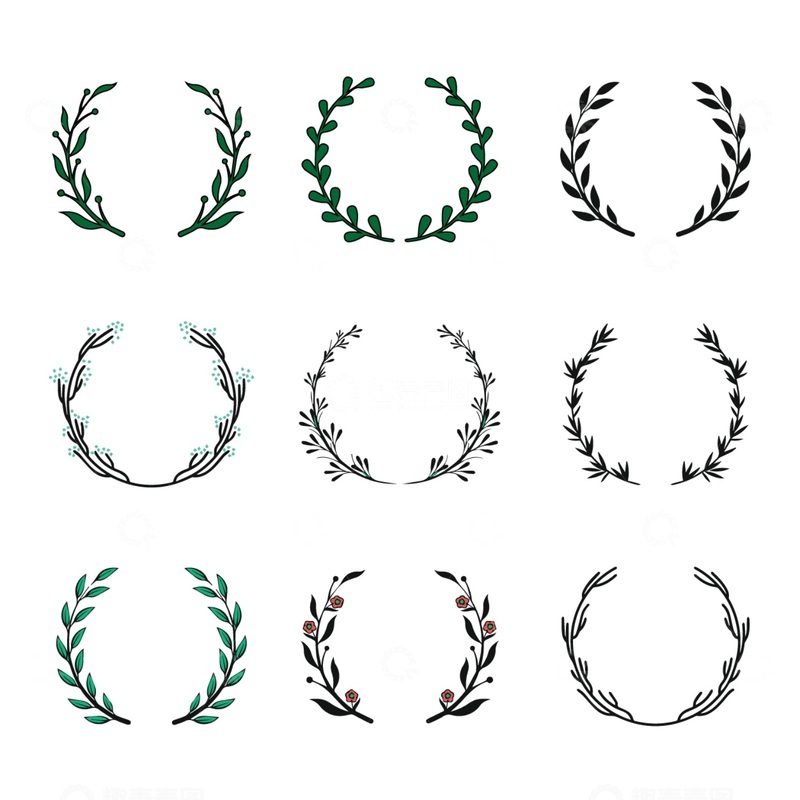 源文件下载【趣麦麦图】简约花环图案设计元素