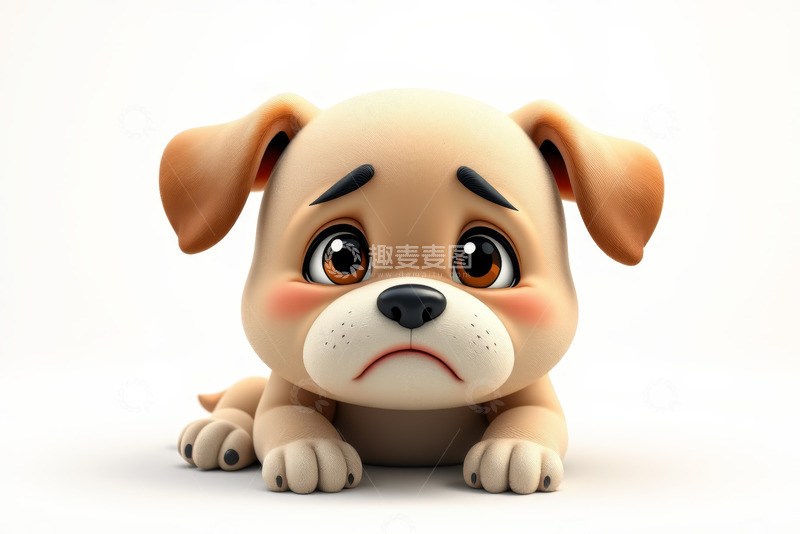 高清大图下载【趣麦麦图】卡通小狗趴地悲伤表情