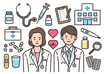 医疗场景卡通插画设计素材