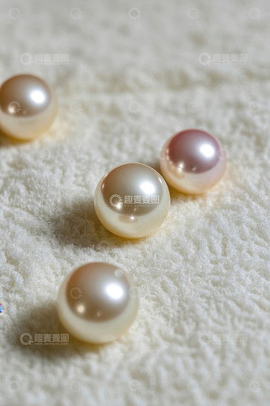 白色绒毛背景上的珍珠