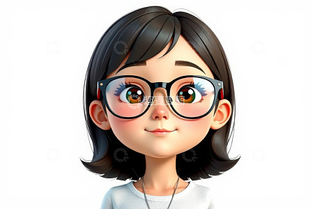 戴眼镜的卡通女孩头像