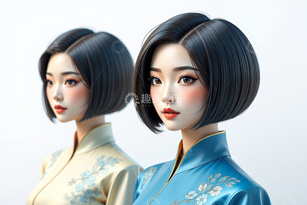身着旗袍的女性人物肖像