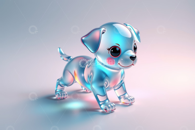 高清大图下载【趣麦麦图】透明质感动画小狗形象